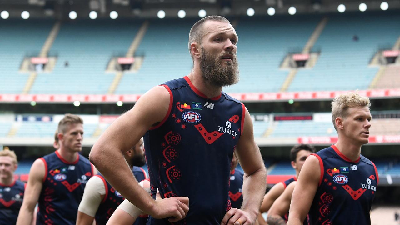 Max Gawn of the Demons reacts after their loss to the Giants, a loss that left Melbourne great ‘shaking his head’.