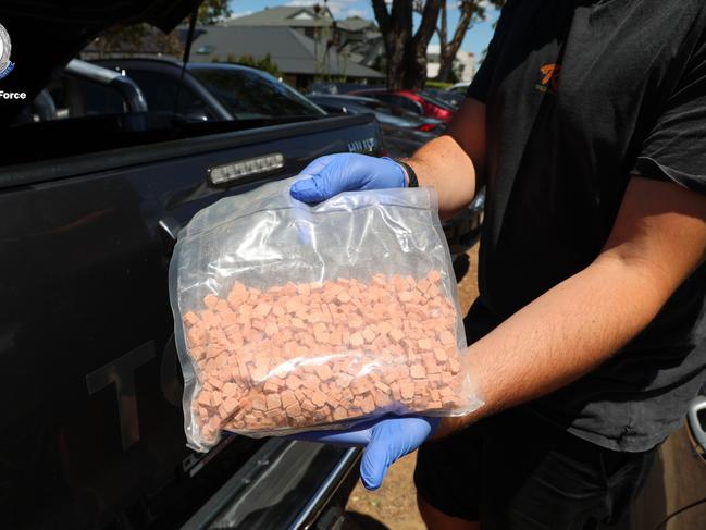 Tablets seized from the house during the raid. Picture: NSW Police