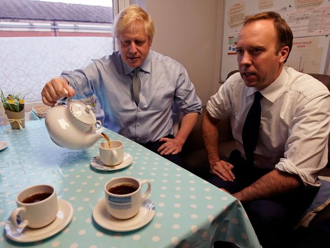 British Prime Minister Boris Johnson (left) and Health Secretary Matt Hancock are self-isolating after testing positive to coronavirus. Picture: AFP