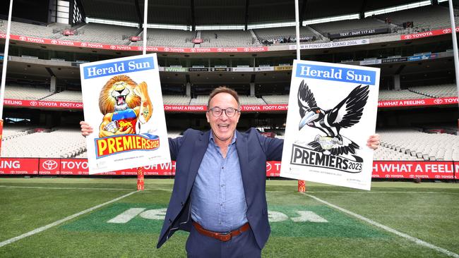 Mark Knight reveals his 2023 AFL Premiership posters. Picture: David Caird