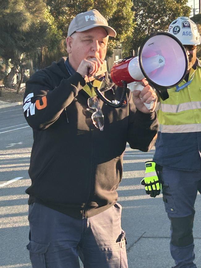 A union official rallies the chargers. Picture: Supplied