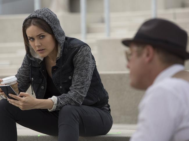 Megan and James in character in the first episode of The Blacklist in season 2. Picture: Supplied