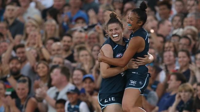 Darcy Vescio celebrates a Carlton goal. Picture: Wayne Ludbey