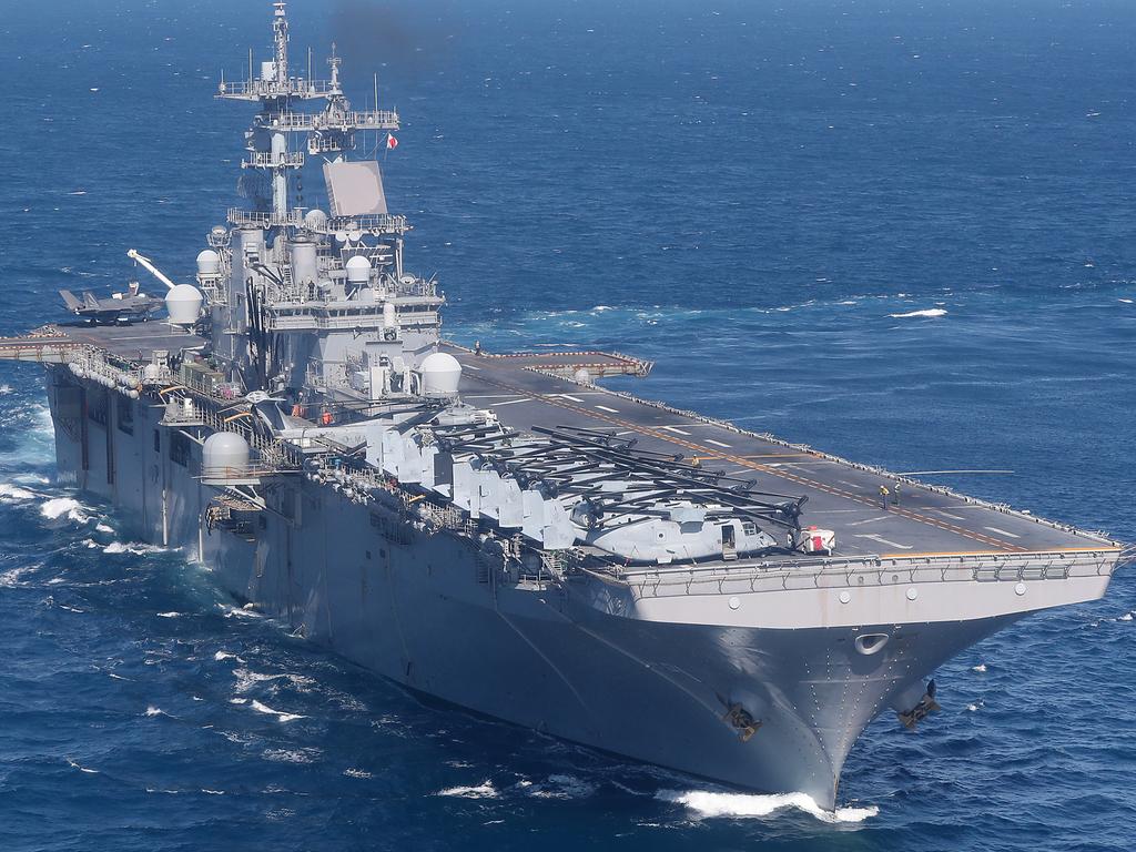 The USS Wasp off the coast of Shoalwater Bay in Central Queensland this month. Picture: Peter Wallis