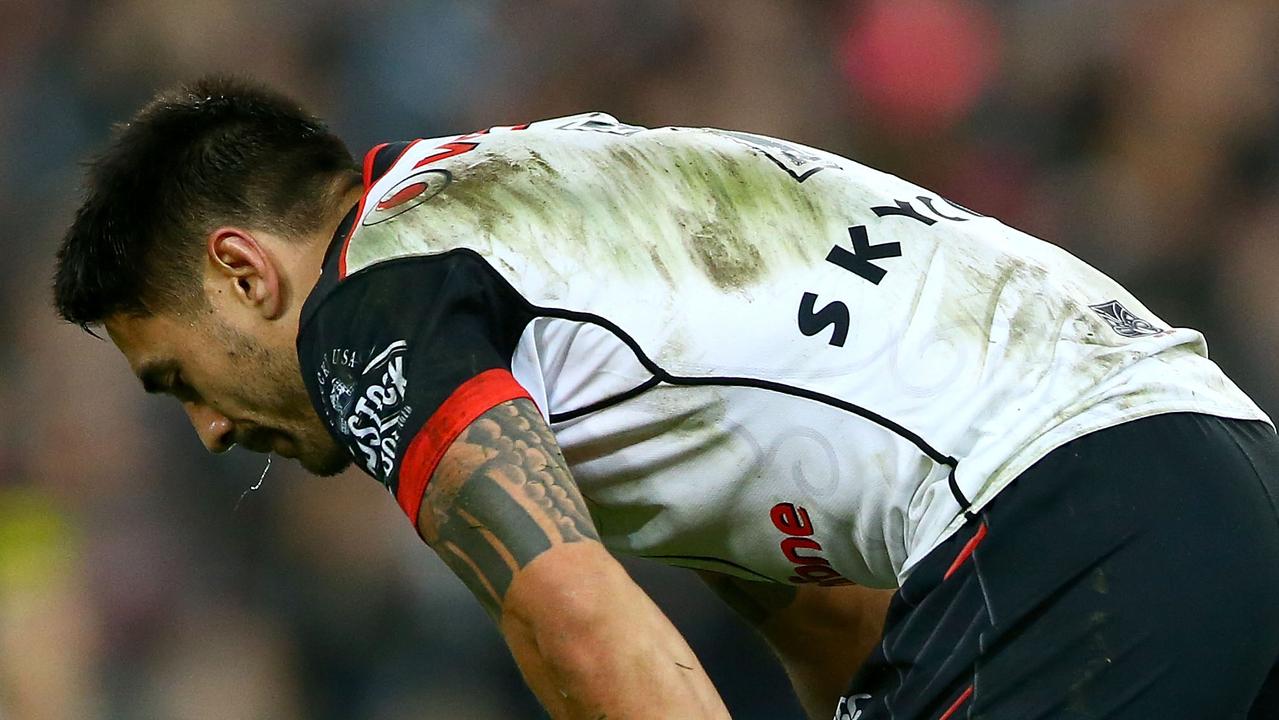 Shaun Johnson struggles to come to terms with the Warriors’ elimination final loss. (Photo by Matt Blyth/Getty Images)