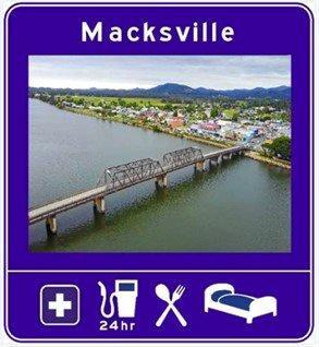 New signs have been installed as part of a pilot program to promote Macksville and other bypassed towns in rural and regional NSW. Picture: Contributed