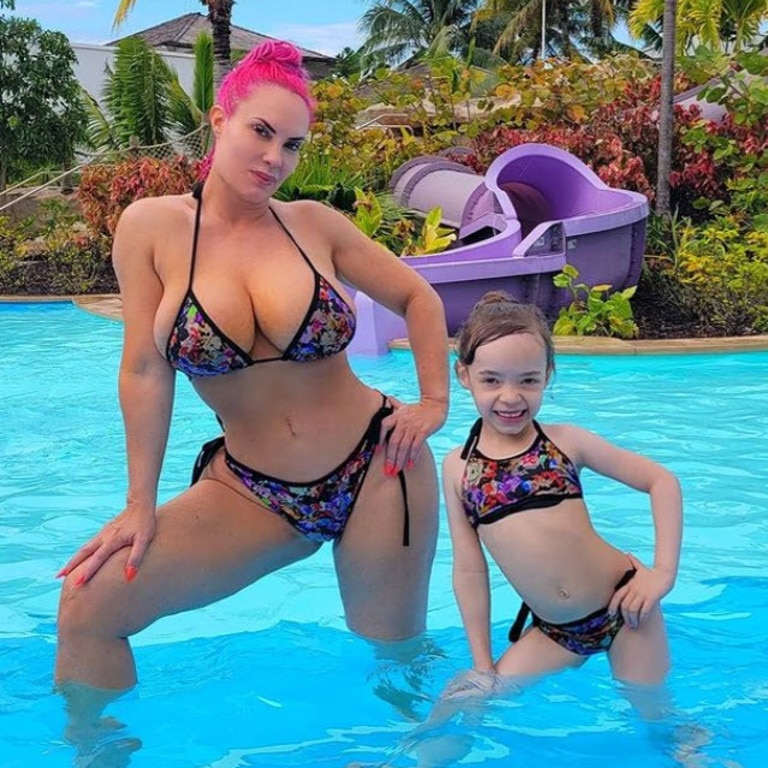 Coco Austin and Ice-T are being shamed for pushing their 6-year-old daughter, Chanel, around in a stroller. Picture: coco/Instagram