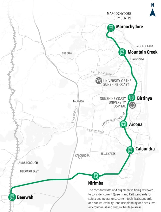 The proposed rail route. Picture: TMR