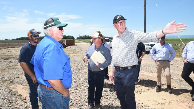 LNP Opposition leader Peter Dutton on the ground in Ingham today along with the Qld Premier David Crisafulli and Senator Susan McDonald. They visited the Hinchinbrook council disaster centre, a local business and then on to a cane farm.