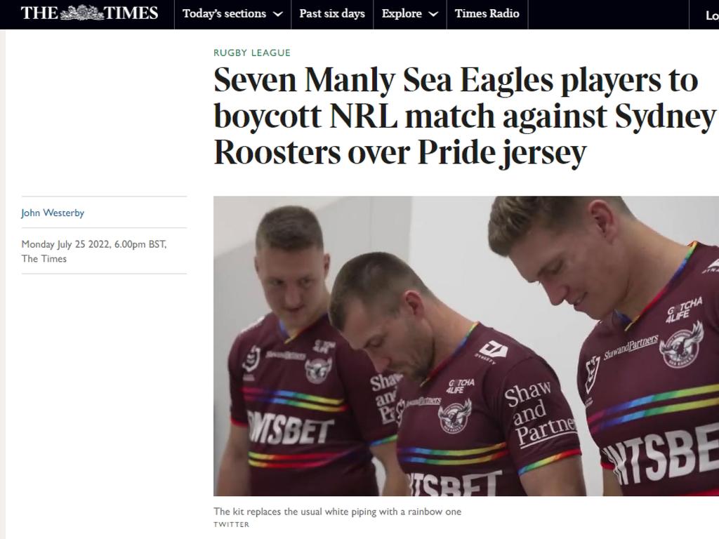 Manly facing player revolt over pride jersey for NRL match against