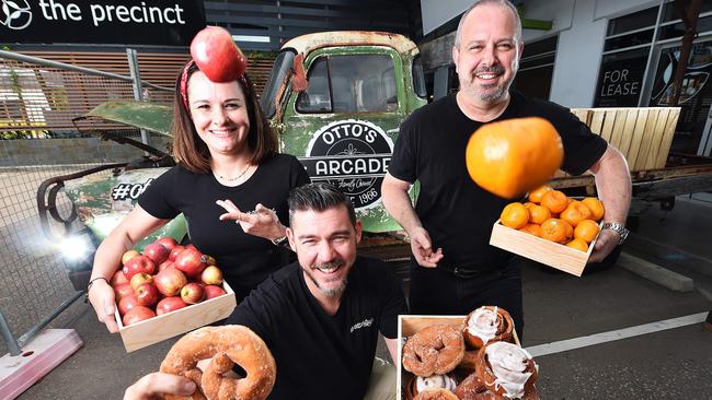 Co-owners of Otto's Fresh Food Market Sandra and Don Peel with Otto's chief operating officer Rob Aumend out the front of their new premises in Idalia. Picture: Zak Simmonds