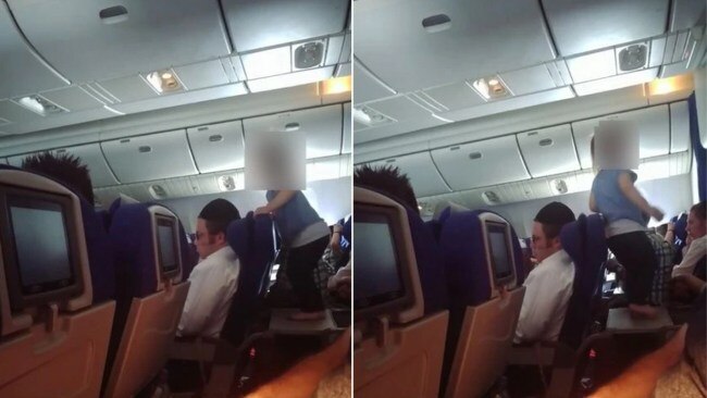 The toddler was jumping on the tray table. Photo: Reddit