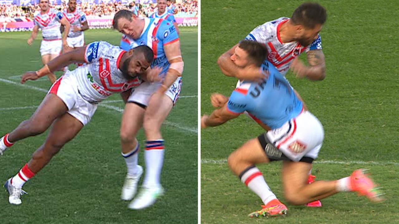 Mikaele Ravalawa and Jordan Pereira had dumb shots on Josh Morris and then James Tedesco.