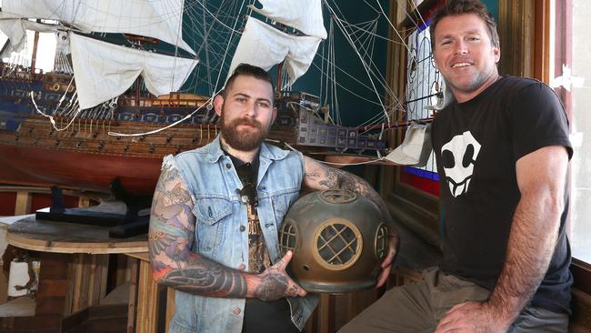 Bartender Chris Drage ("Bang Bang") and owner Jamie Webb at the upstairs bar at Lefty's (Caxton St Petrie Terrace) before it opened