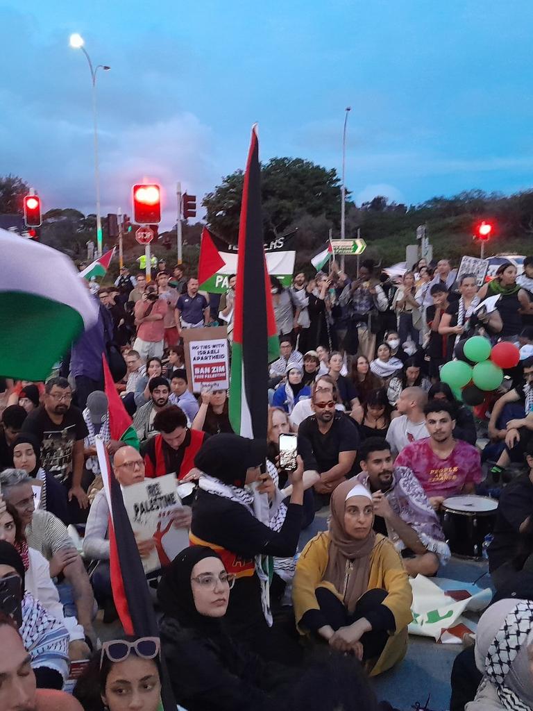 The unauthorised protest at Port Botany overnight. Picture: Twitter