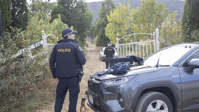 Police at Native Corners Road, Campania where the body of Jacqui Purton was found. Picture: Chris Kidd