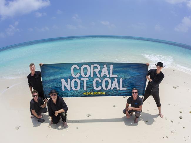 Midnight Oil pictured on the Great Barrier Reef. Picture: Justin J Heitman.