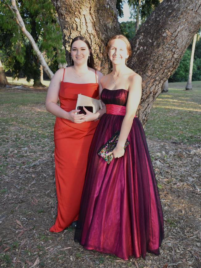 Jess Gelch and Mia Tjerkstra at Mirani State High School formal at Ocean International on September 8, 2023. Photo: Zoe Devenport