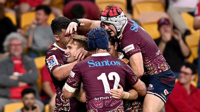 The Reds have qualified for their first title decider in nine years after beating the Melbourne Rebels. Picture: Getty Images.