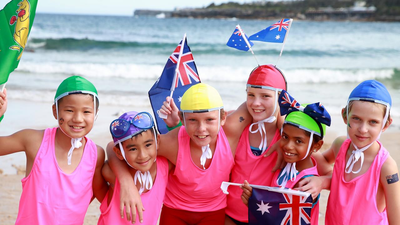 Nippers Sophia Lipman, 11, Amelie Gurkhi, 8, Charlie Lipman, 11, Edwards Gunoz, 9, Alex Chua, 8, and Kian Foo, 9, proved Australia Day is something worth celebrating. Picture Jeff Darmanin