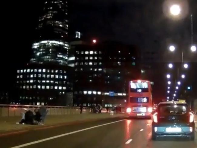 Still from a dashcam video showing victims of the London Bridge terror Attack. Source: Radoslav Petrov/YouTube