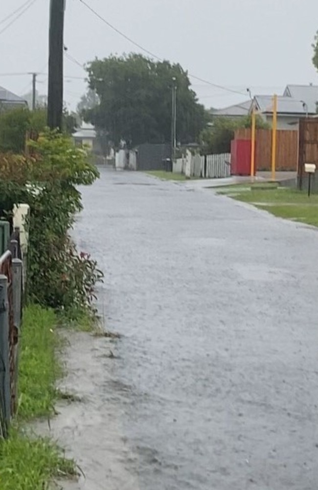 Oak Ave entry-exit of the development facing Wood St after the major downpour over the weekend. Photo: Supplied