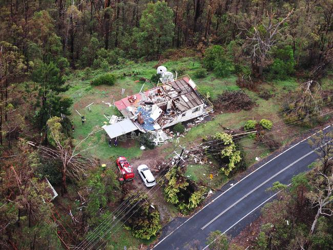 Aerial view of Gold Coast storm damage. Picture: Annette Dew