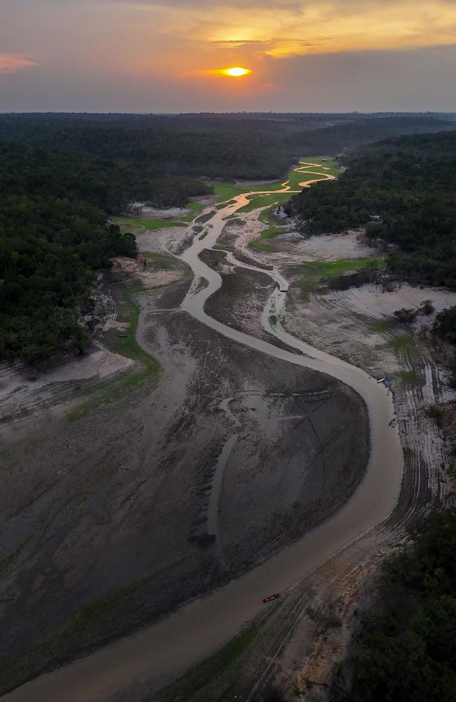 Aerial view of the Taruma-Acu river, a tributary of the Rio Negro river. The image was taken on September 25. The intense drought affecting Brazil has placed some Amazon rivers at their lowest level in decades. Picture: Michael Dantas / AFP