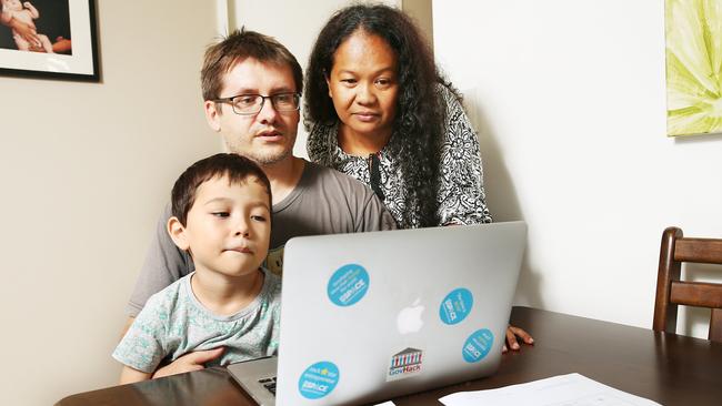 Albert Jindra Junior, Albert Jindra and Rosie Jindra have been trying to get the NBN connected at their Queensland property for six weeks. Picture: Brendan Radke