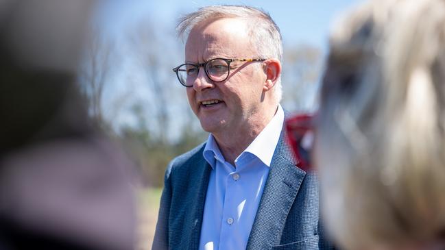 Prime Minister Anthony Albanese meets with flood affected farmers in La Trobe, Tasmania. Picture: PMO via NCA NewsWire