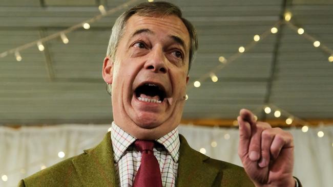 Brexit Party leader Nigel Farage at Hull Ionians Rugby Union Football Club earlier today. Picture: Getty Images