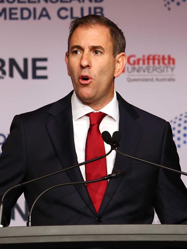 Treasurer Jim Chalmers during his pre-budget address in Brisbane. Picture: NewsWire/Tertius Pickard