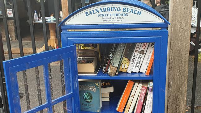 Street library outside Tulum Store at Balnarring Beach.