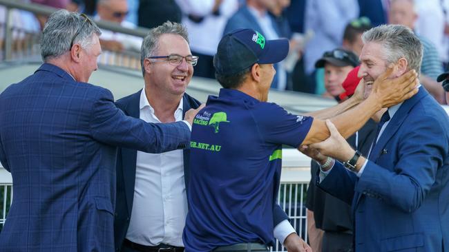 The connections of Captain Spud celebrate the win. Picture: Racing Photos via Getty Images