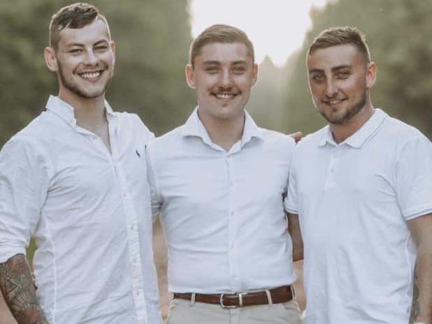 Tyeson Mackie with his brother Lachie and a mate.