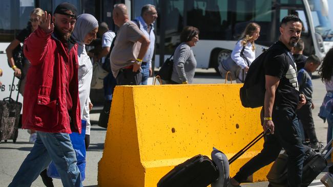 Australians arrive at Larnaca International Airport in Cyprus after being evacuated from Lebanon. Picture: Getty Images