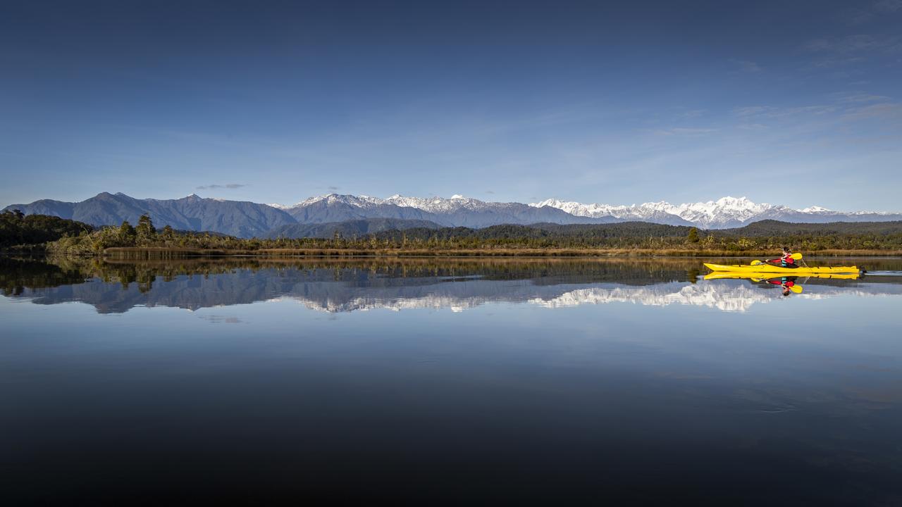 Kayaking at Okarito. Picture: Geoff Marks