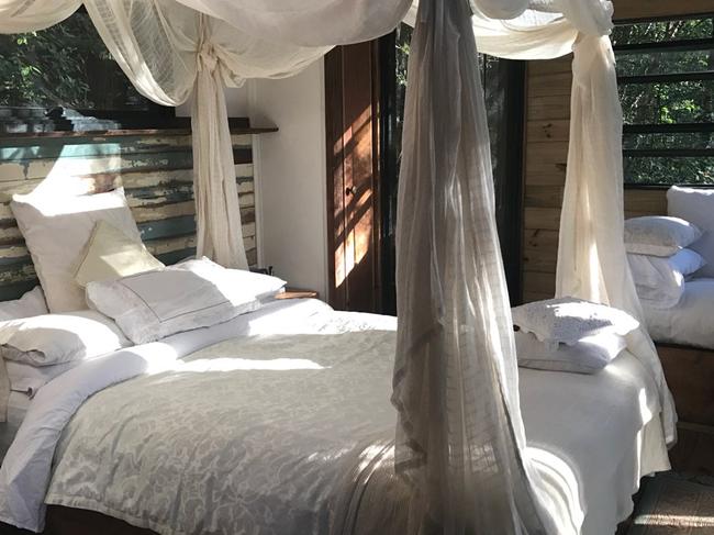 The bedroom inside the treehouse.