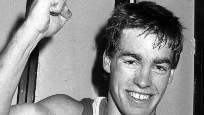 Alastair Clarkson after kicking the winning goal on debut for North Melbourne.