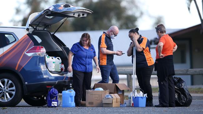 Cleaners at Parklands Christian College in Brisbane. Picture: Tara Croser