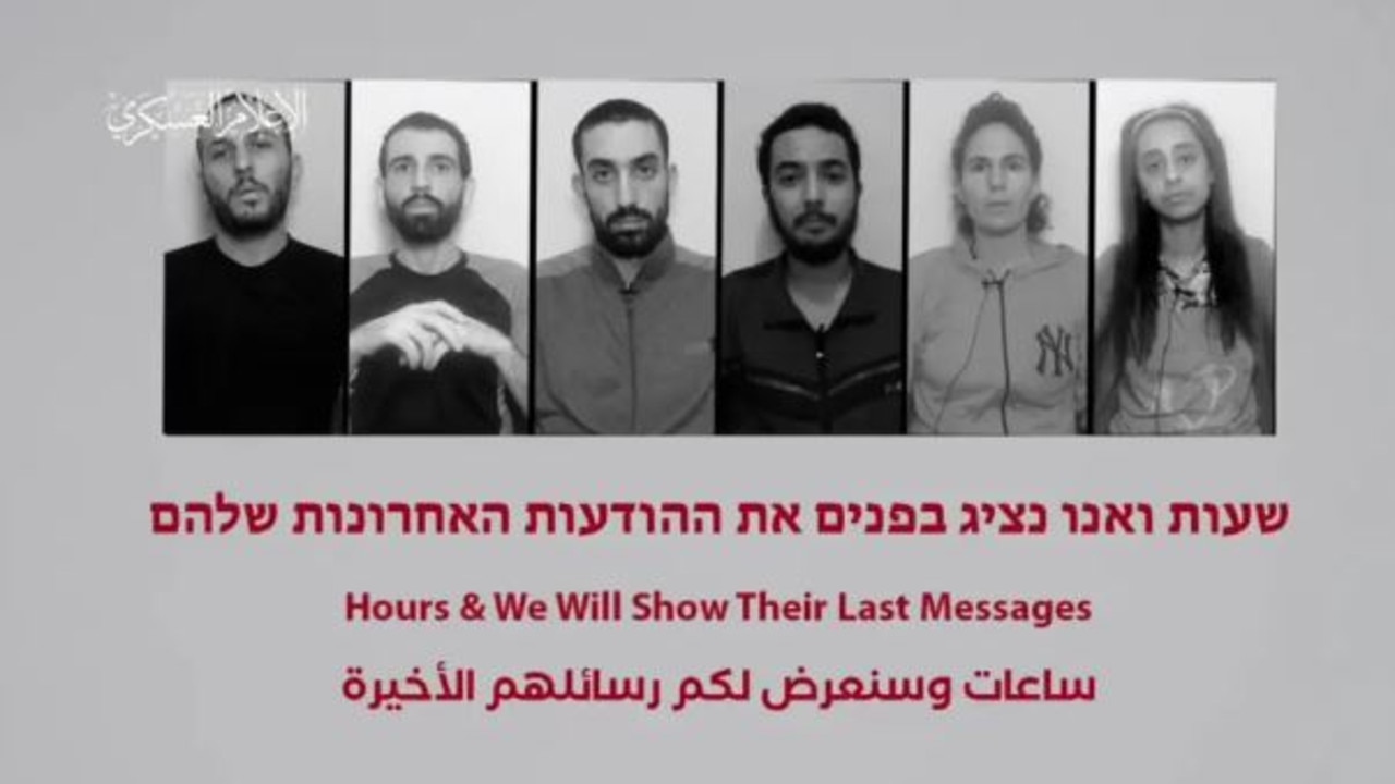 Hamas has released a sickening new video of the six slain hostages. Picture: X