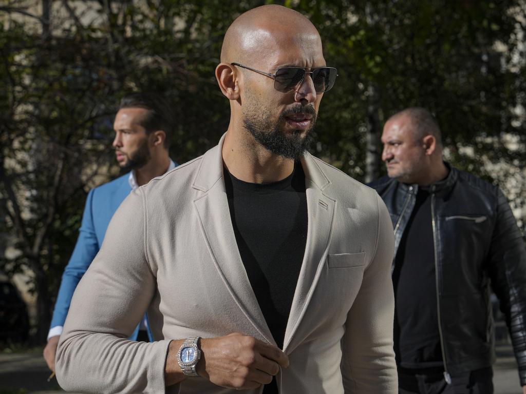 Tate, a self-avowed misogynist, shares his vision of masculinity and often homophobic and racist posts to his 10.7 million-strong social media following. Picture: AP Photo/Vadim Ghirda