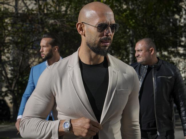Tate, a self-avowed misogynist, shares his vision of masculinity and often homophobic and racist posts to his 10.7 million-strong social media following. Picture: AP Photo/Vadim Ghirda