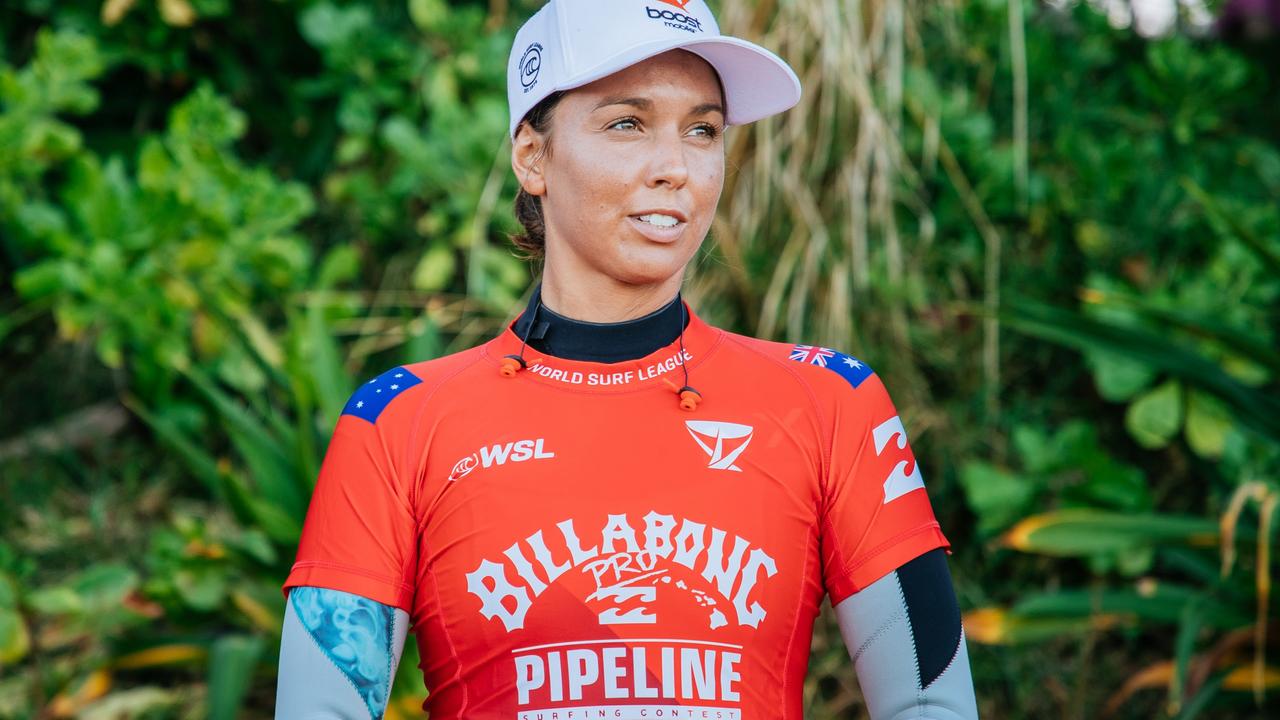 Sally Fitzgibbons will don a helmet for the season-opening Billabong Pro Pipeline in Hawaii. Photo: World Surf League