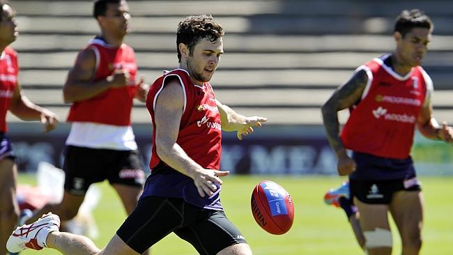 Fremantle forward Hayden Ballantyne on the training track.