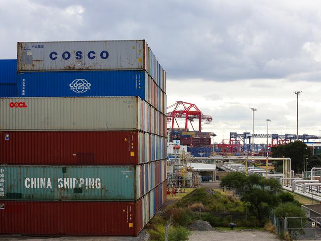 A view of the containers at the Port Botany Docks in Sydney Australia. Picture: NCA NewsWire / Gaye Gerard