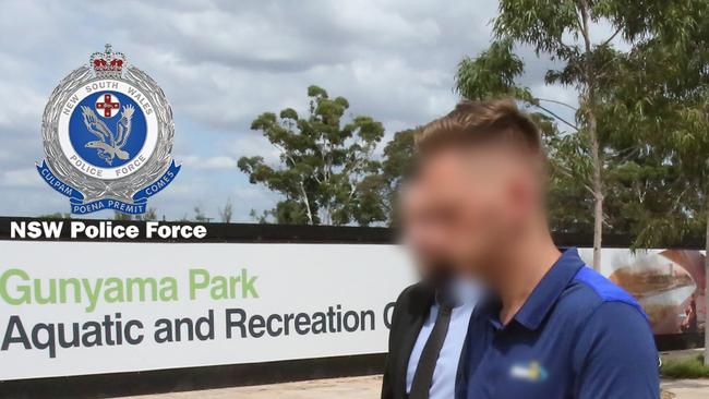 NSW Police escort a former Adelaide man from a library in Green Square. He is accused of running a fraud operation that stole more than $18 million from businesses around the country. Picture: NSW Police