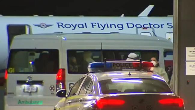 The Covid positive woman being transferred from Mount Gambier to Adelaide. Picture: 7News