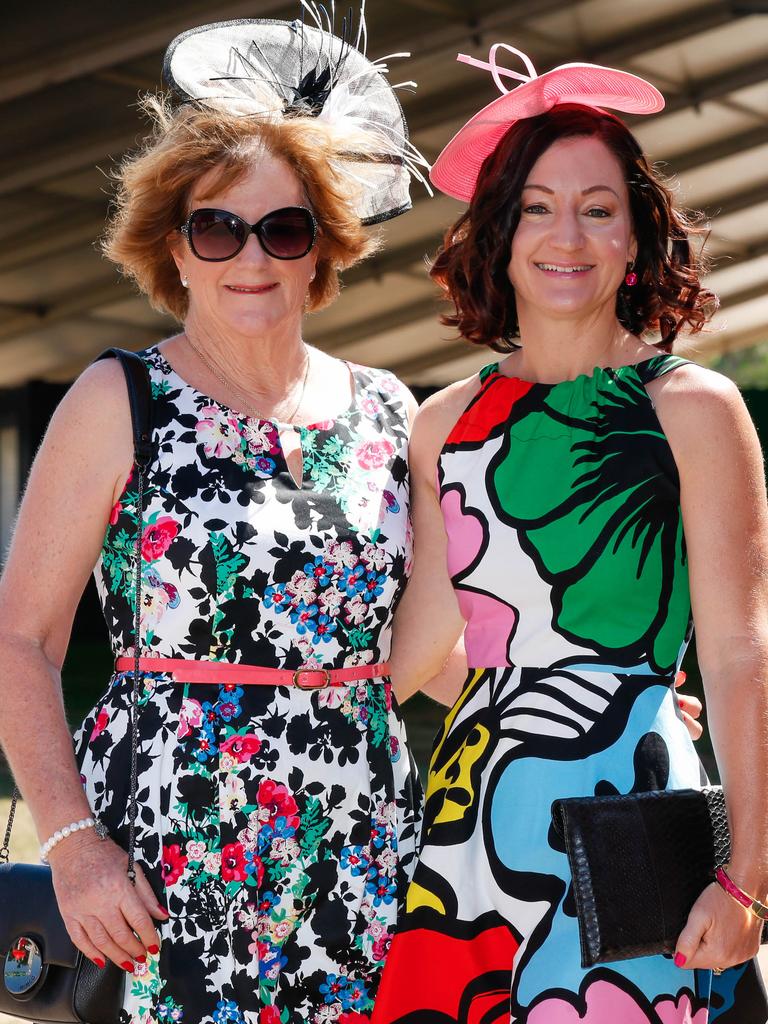 Jan Polkinghorne (L) and Lauren Warthold at Bridge Toyota Ladies Day . Picture GLENN CAMPBELL