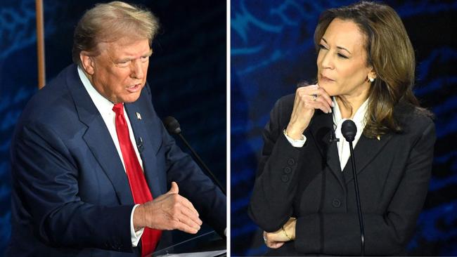 Former US president and Republican presidential candidate Donald Trump and Vice-President and Democratic presidential candidate Kamala Harris during the debate. Picture: AFP